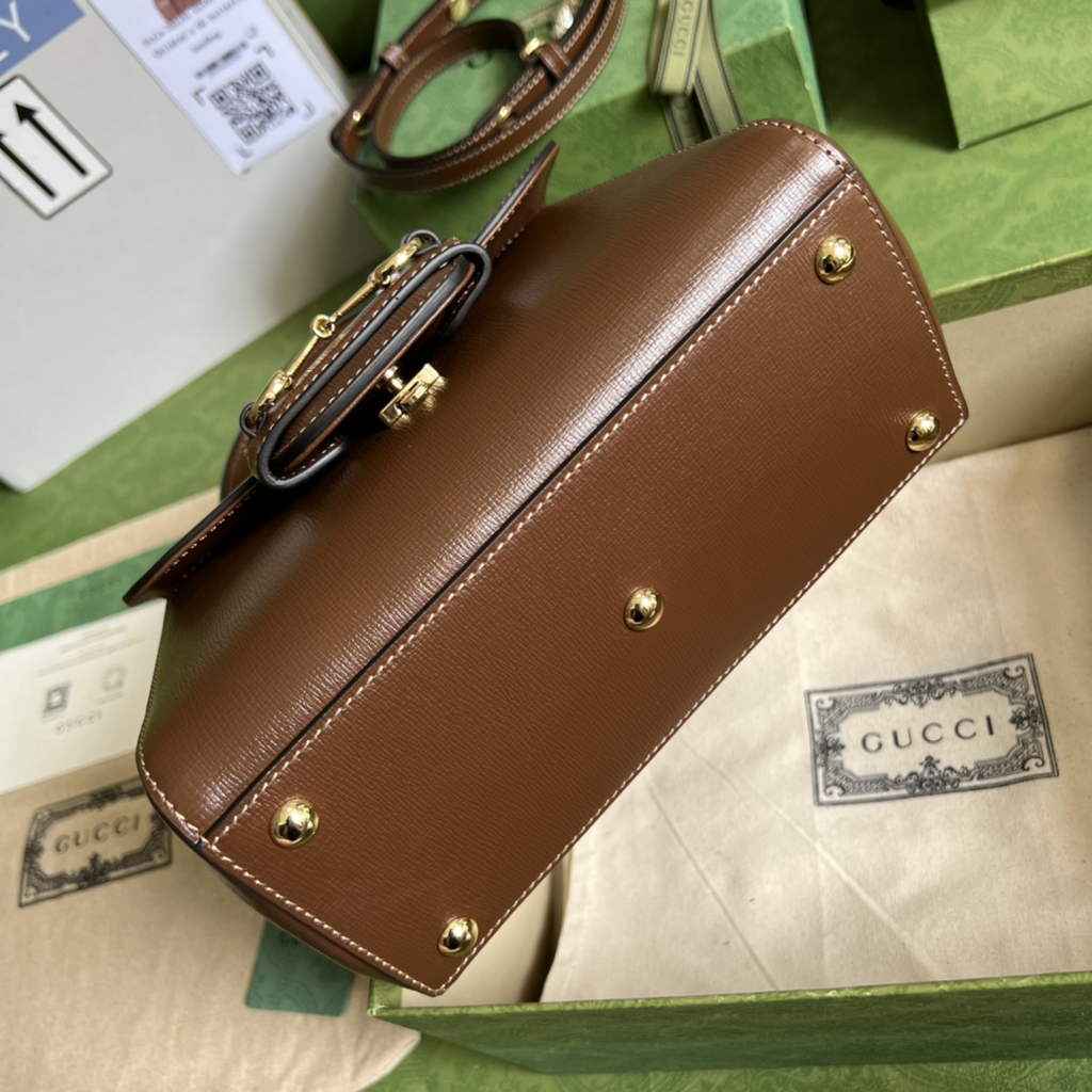 Gucci ‎703848 Horsebit 1955 top handle bag Brown leather