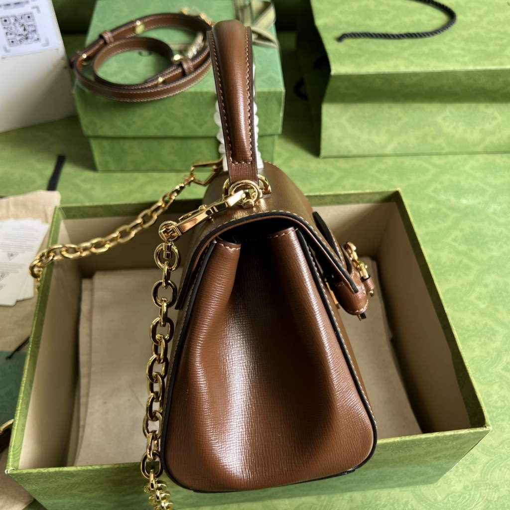 Gucci ‎703848 Horsebit 1955 top handle bag Brown leather