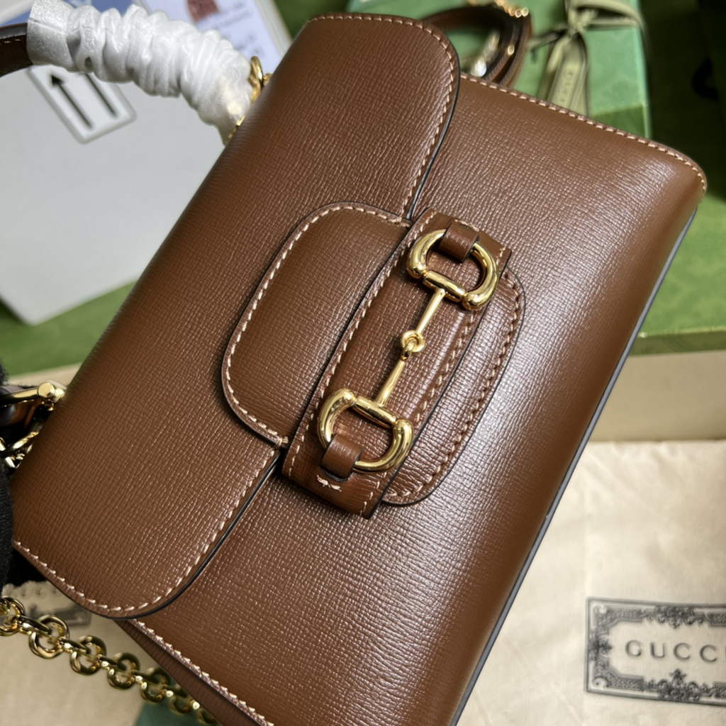 Gucci ‎703848 Horsebit 1955 top handle bag Brown leather