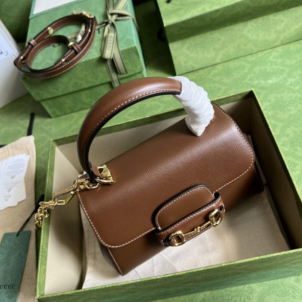 Gucci ‎703848 Horsebit 1955 top handle bag Brown leather
