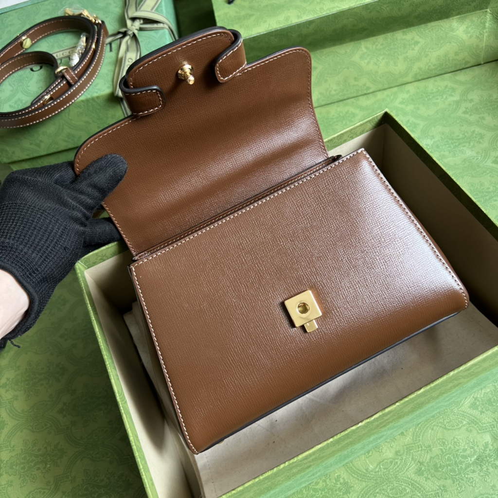 Gucci ‎703848 Horsebit 1955 top handle bag Brown leather