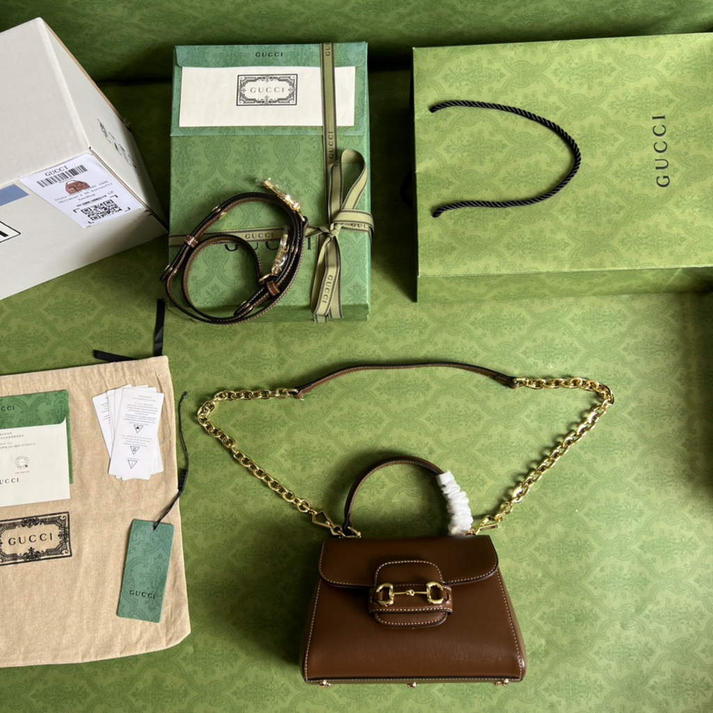 Gucci ‎703848 Horsebit 1955 top handle bag Brown leather