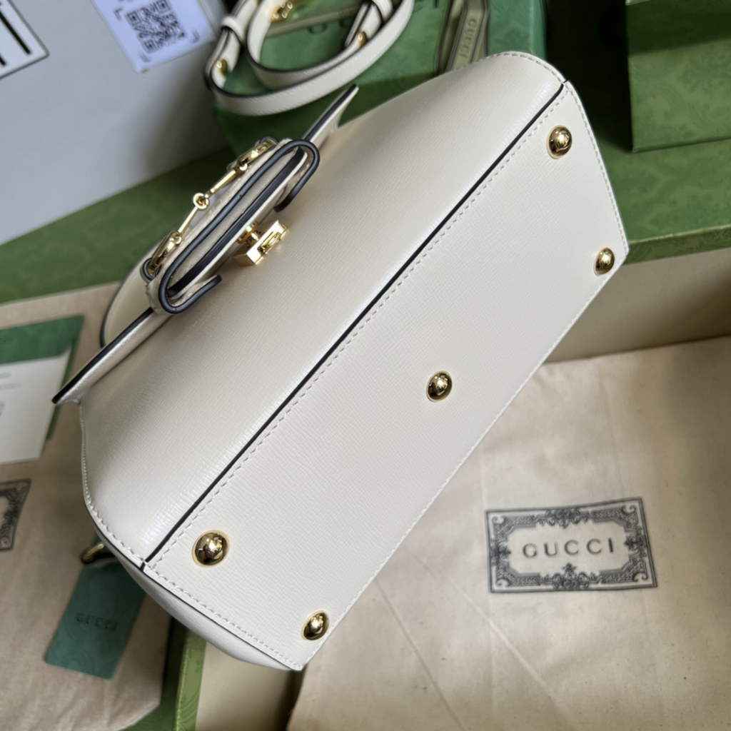 Gucci ‎703848 Horsebit 1955 top handle bag White leather
