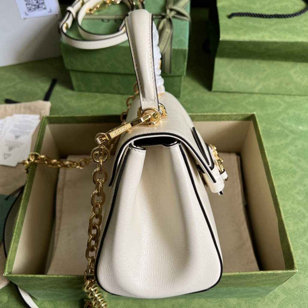 Gucci ‎703848 Horsebit 1955 top handle bag White leather