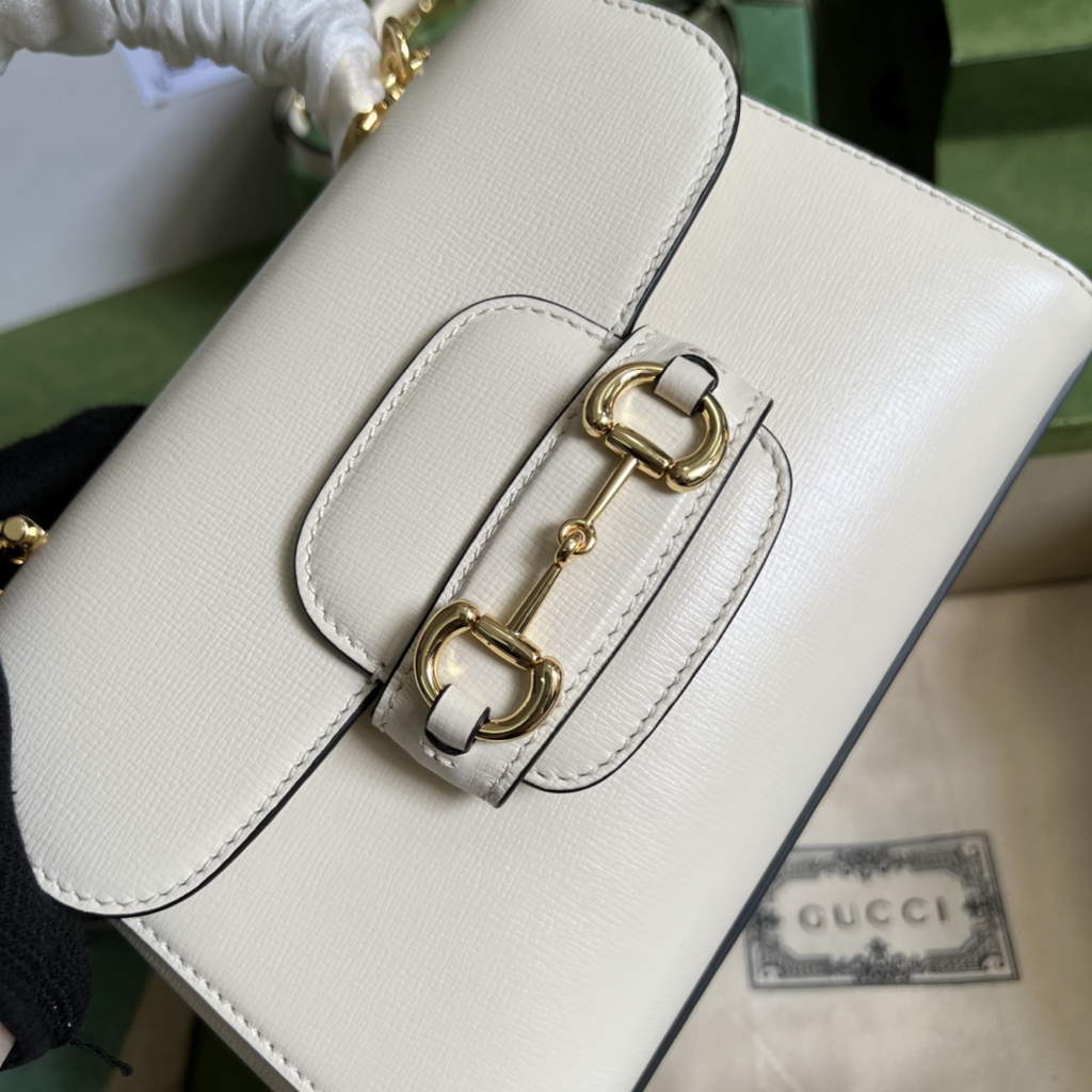 Gucci ‎703848 Horsebit 1955 top handle bag White leather