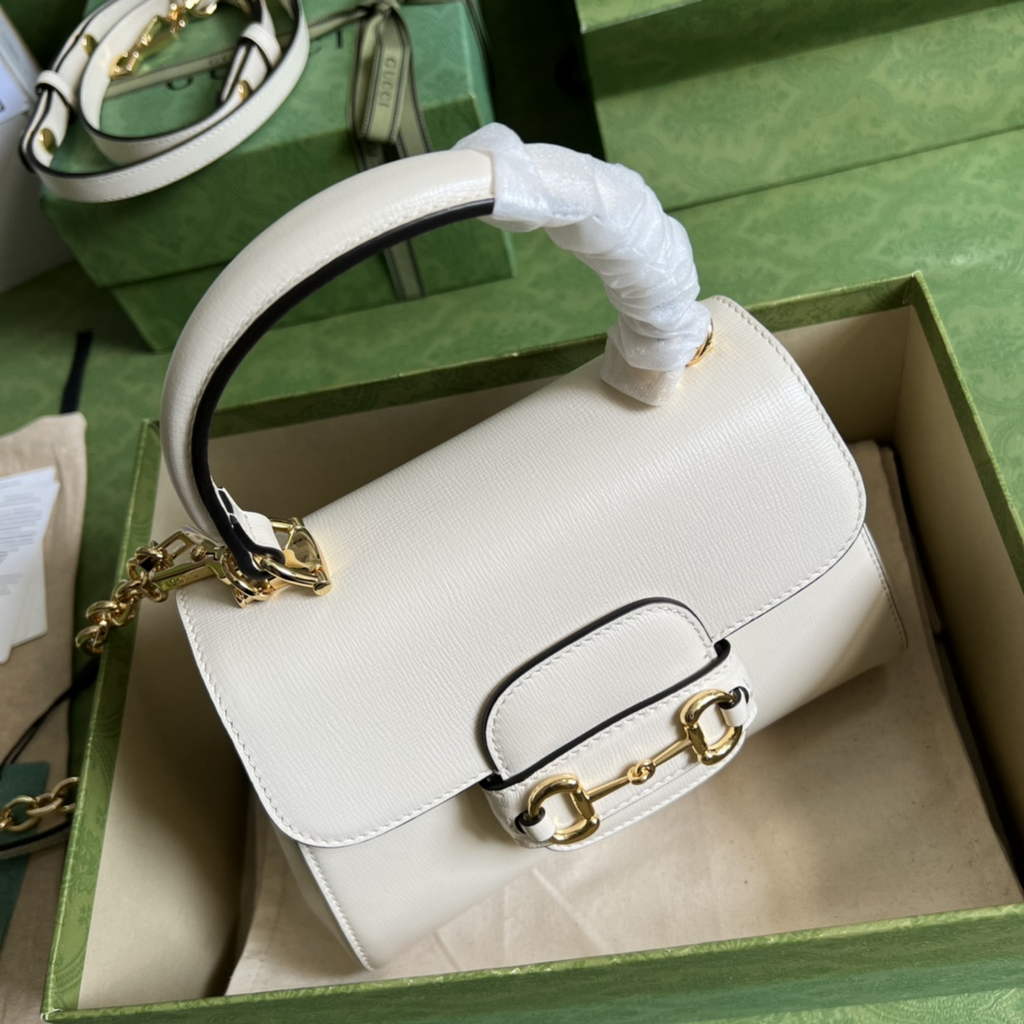 Gucci ‎703848 Horsebit 1955 top handle bag White leather