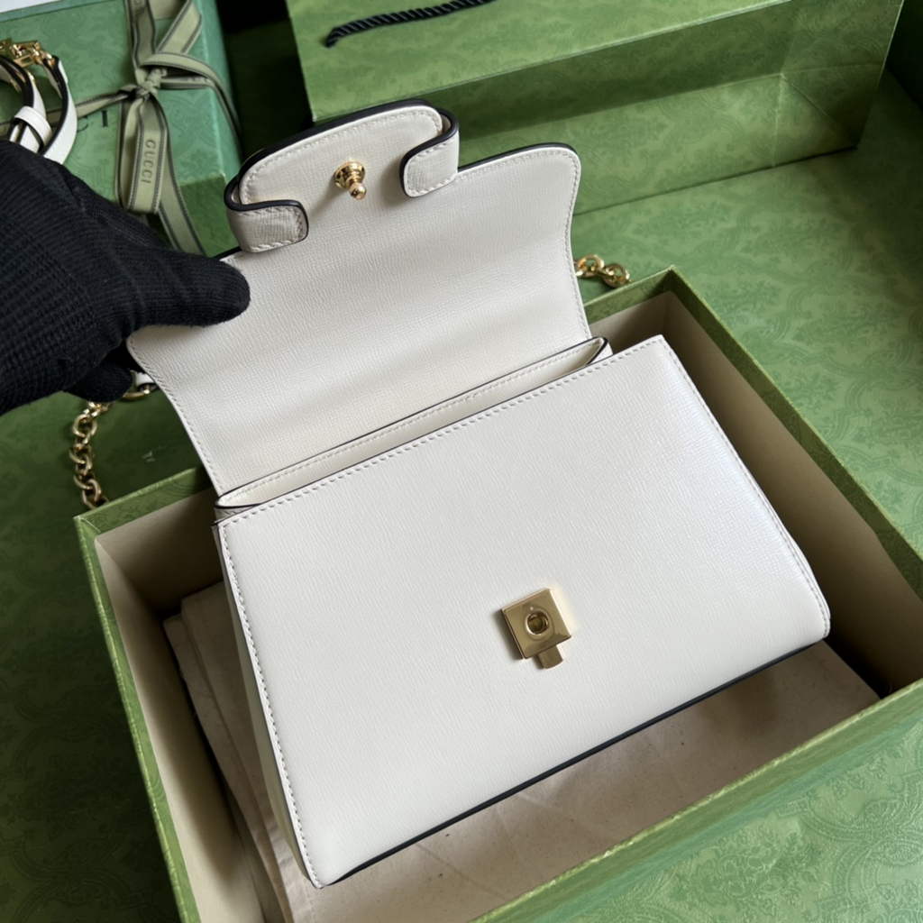 Gucci ‎703848 Horsebit 1955 top handle bag White leather