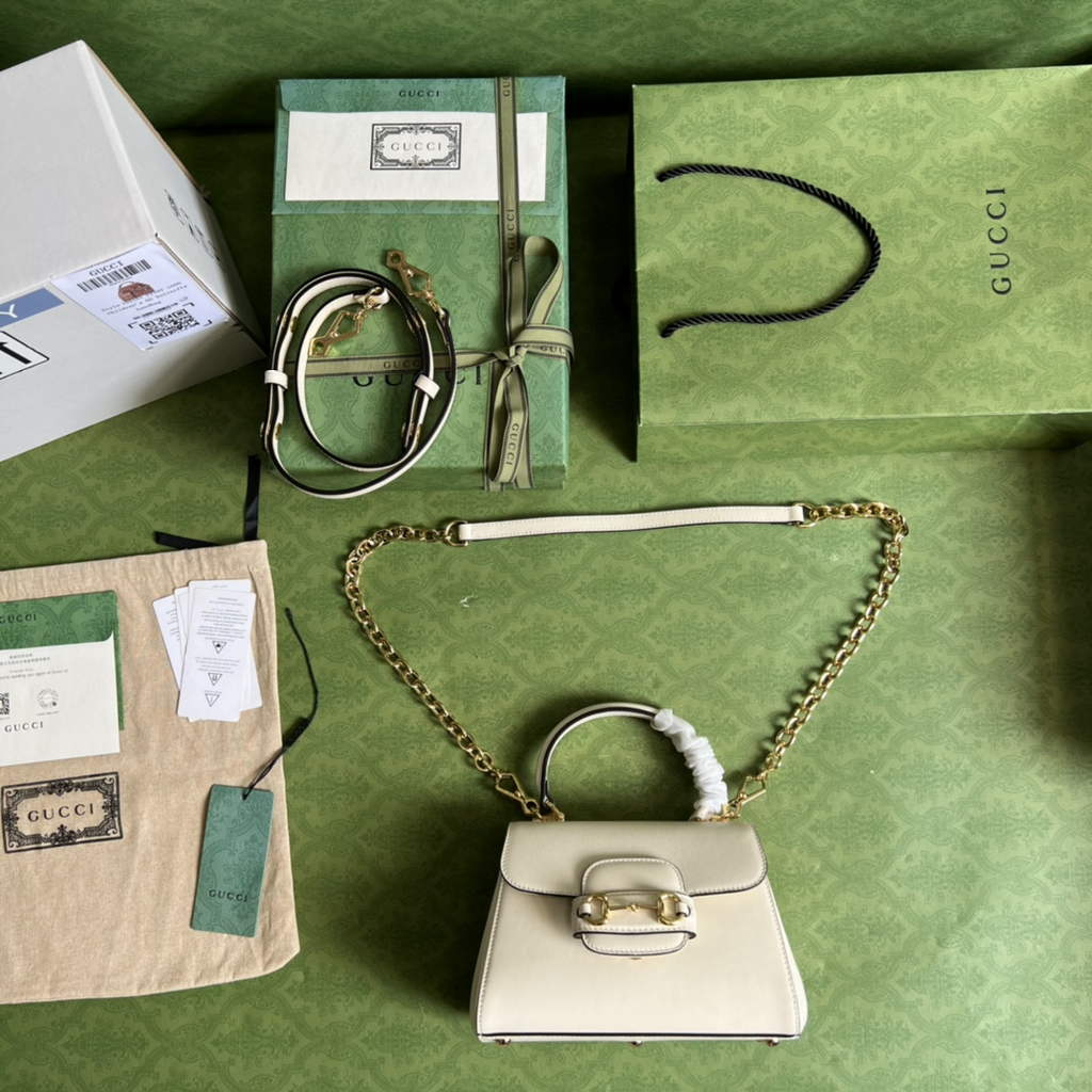 Gucci ‎703848 Horsebit 1955 top handle bag White leather