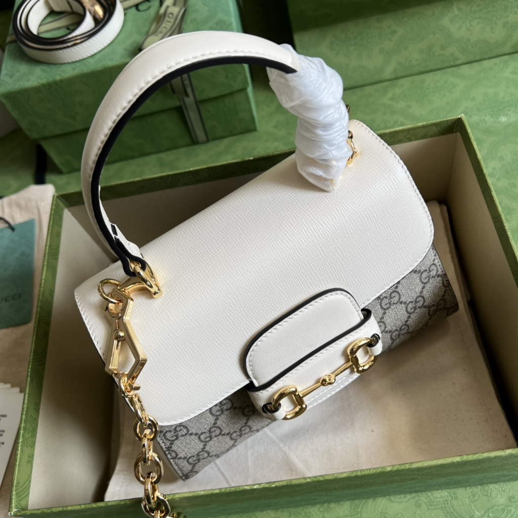 Gucci ‎703848 Horsebit 1955 top handle bag white