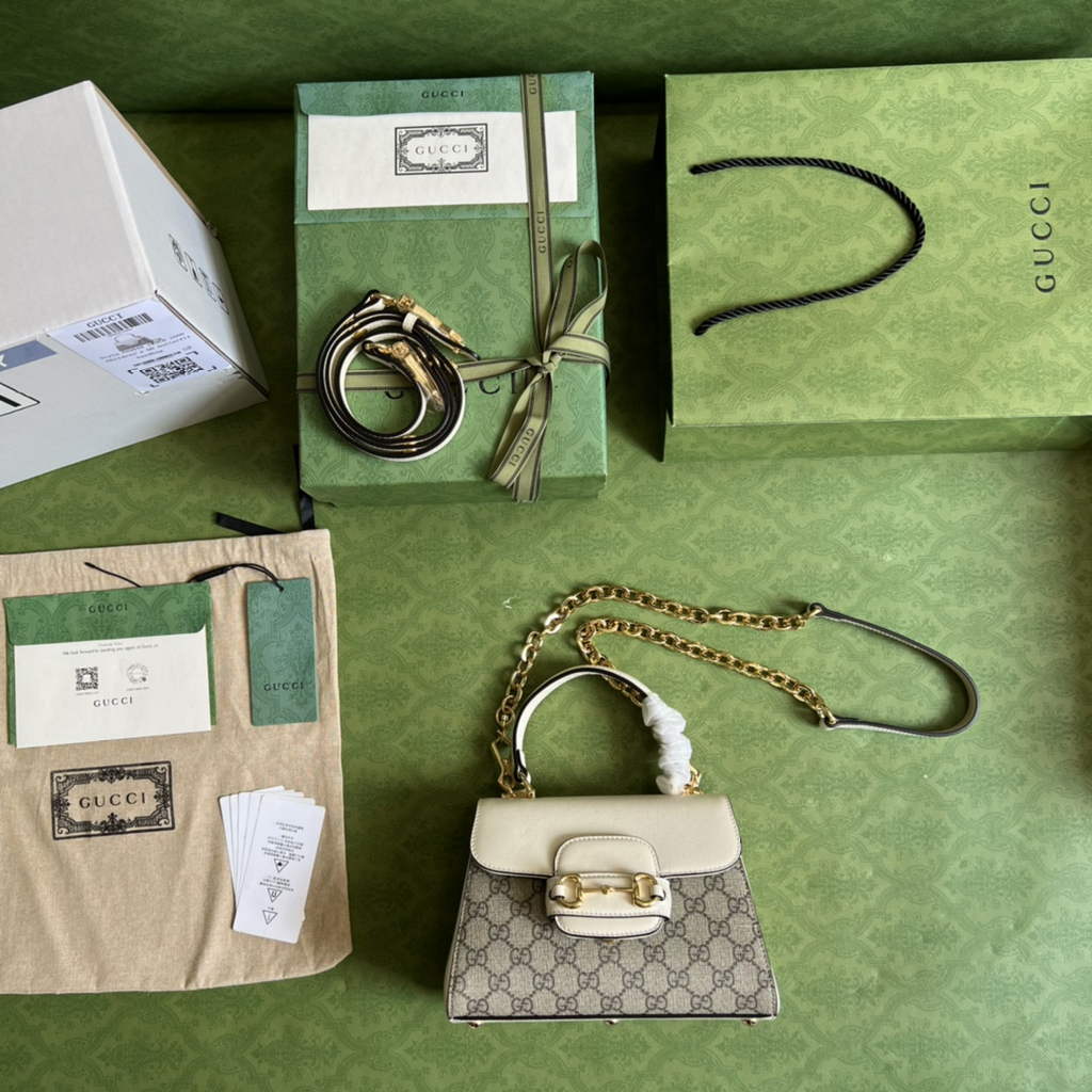 Gucci ‎703848 Horsebit 1955 top handle bag white