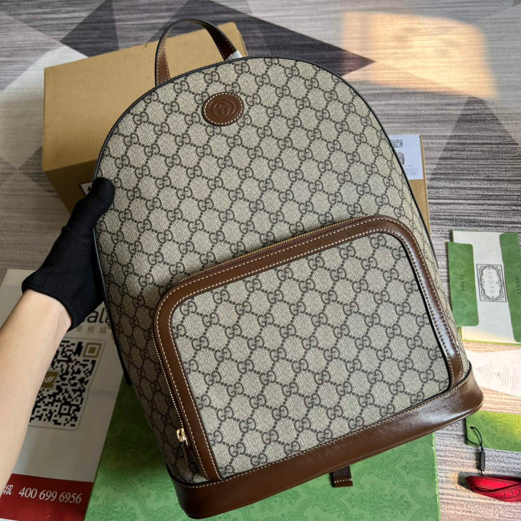 Gucci ‎704017 Backpack with Interlocking G Beige GG Supreme canvas