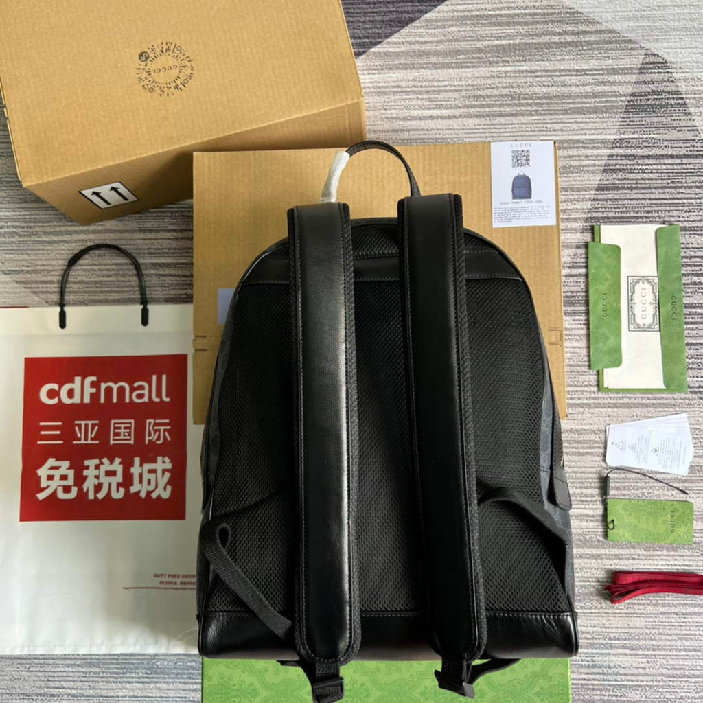 Gucci ‎704017 Backpack with Interlocking G Black GG Supreme canvas
