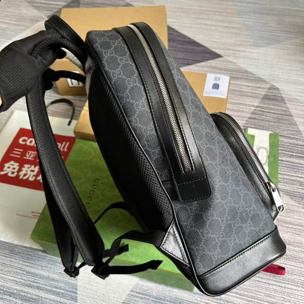 Gucci ‎704017 Backpack with Interlocking G Black GG Supreme canvas