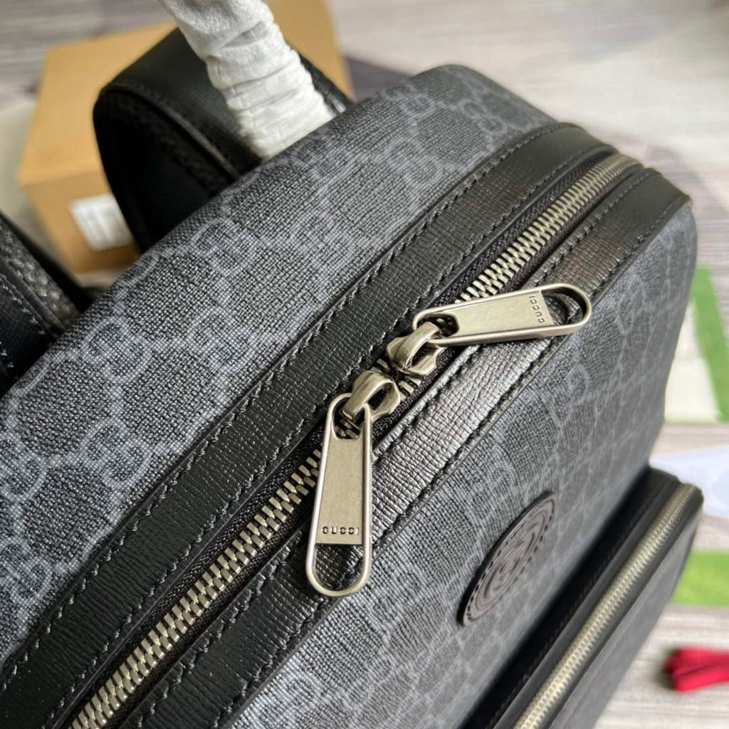 Gucci ‎704017 Backpack with Interlocking G Black GG Supreme canvas
