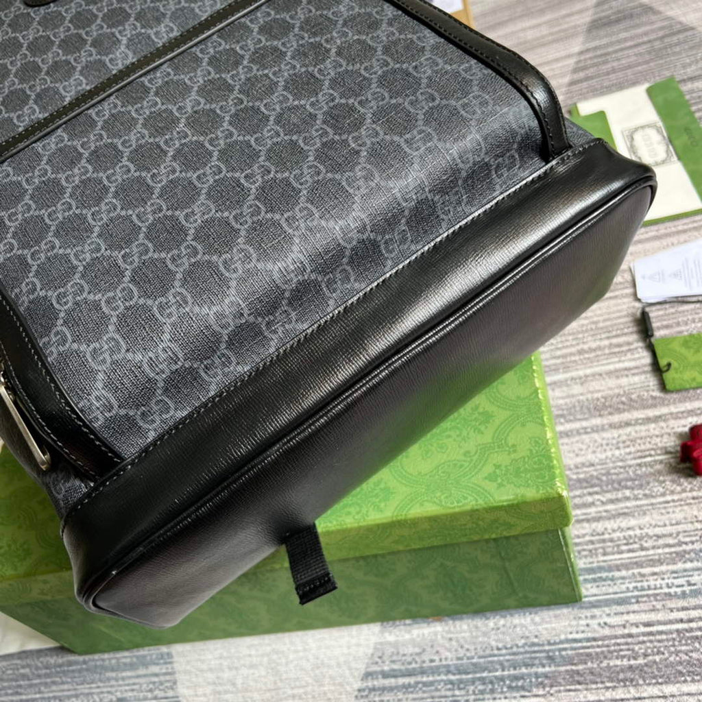 Gucci ‎704017 Backpack with Interlocking G Black GG Supreme canvas