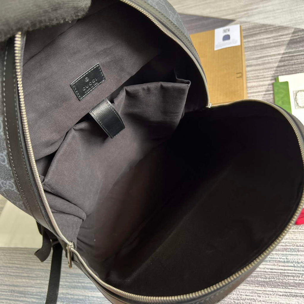 Gucci ‎704017 Backpack with Interlocking G Black GG Supreme canvas