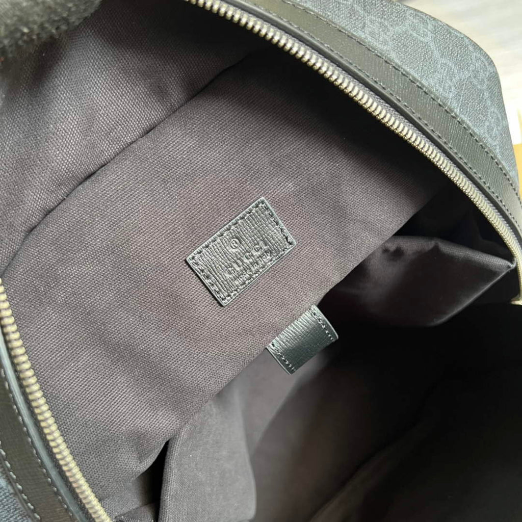 Gucci ‎704017 Backpack with Interlocking G Black GG Supreme canvas