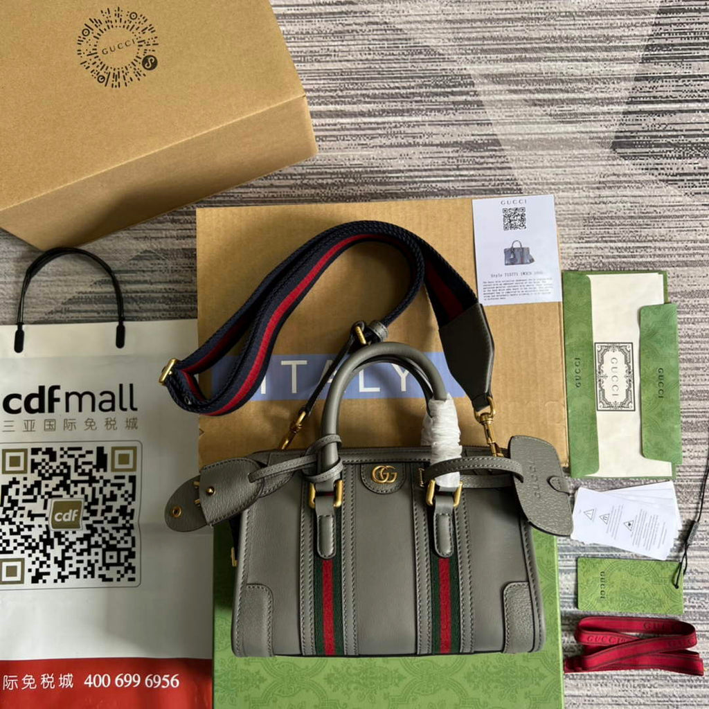 Gucci 715771 Mini canvas top handle bag Gray leather