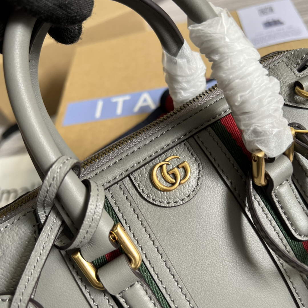 Gucci 715771 Mini canvas top handle bag Gray leather