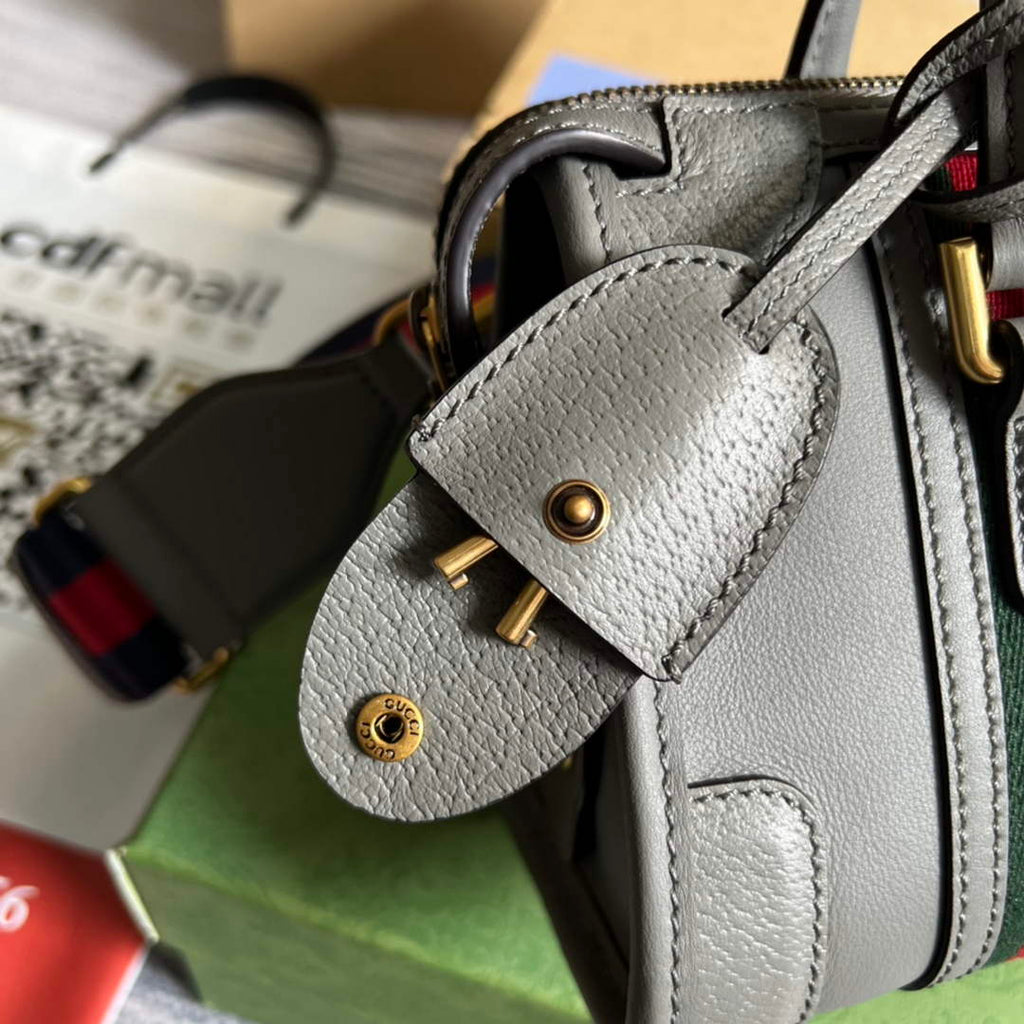 Gucci 715771 Mini canvas top handle bag Gray leather
