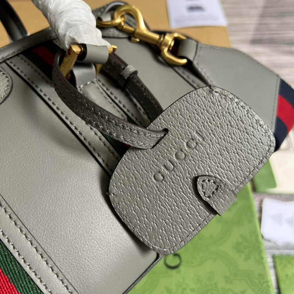 Gucci 715771 Mini canvas top handle bag Gray leather