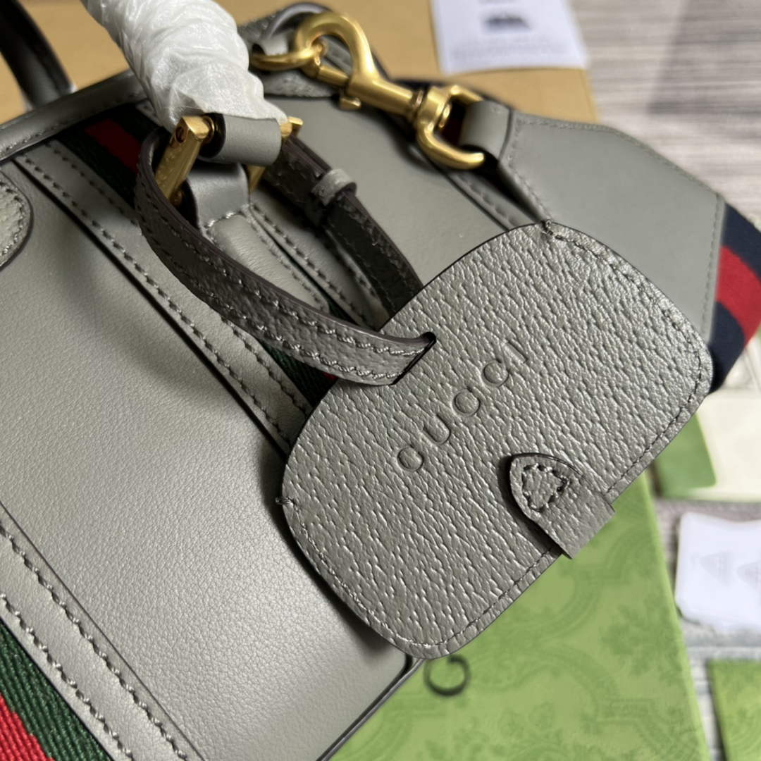 Gucci 715771 Mini canvas top handle bag Gray leather