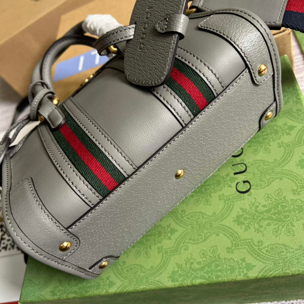 Gucci 715771 Mini canvas top handle bag Gray leather