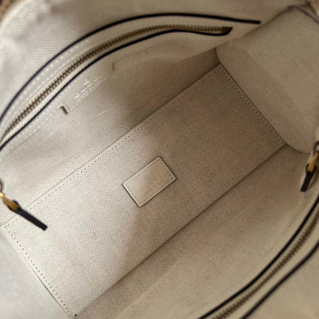 Gucci 715771 Mini canvas top handle bag White leather