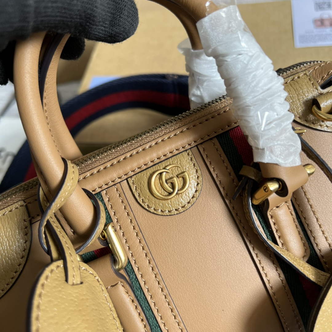 Gucci ‎Mini canvas top handle bag 715771 Light brown leather