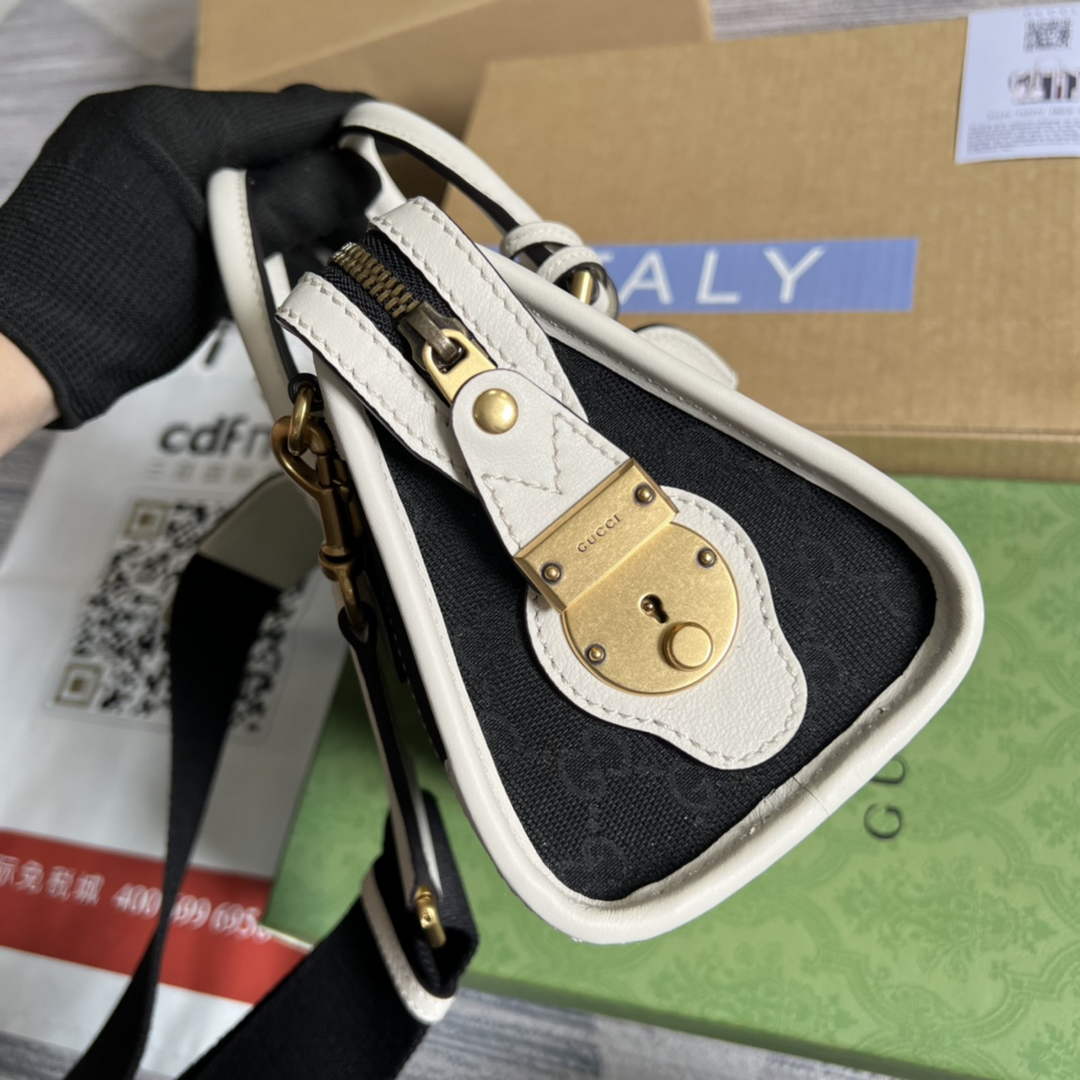 Gucci ‎Mini canvas top handle bag 715771 White leather