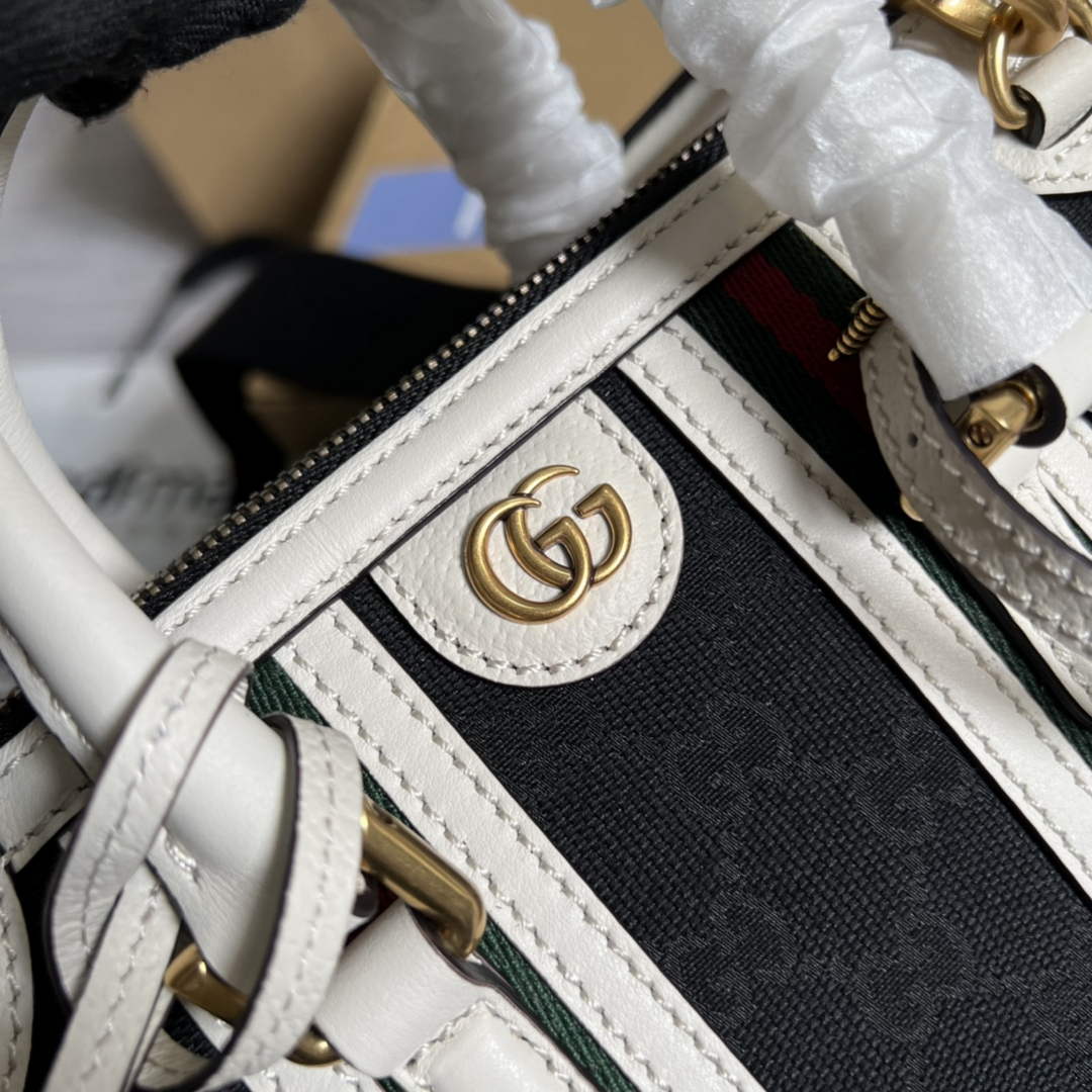 Gucci ‎Mini canvas top handle bag 715771 White leather