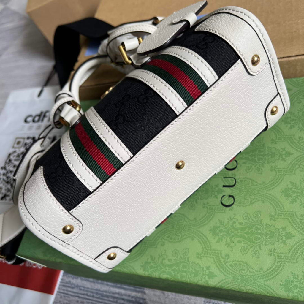 Gucci ‎Mini canvas top handle bag 715771 White leather