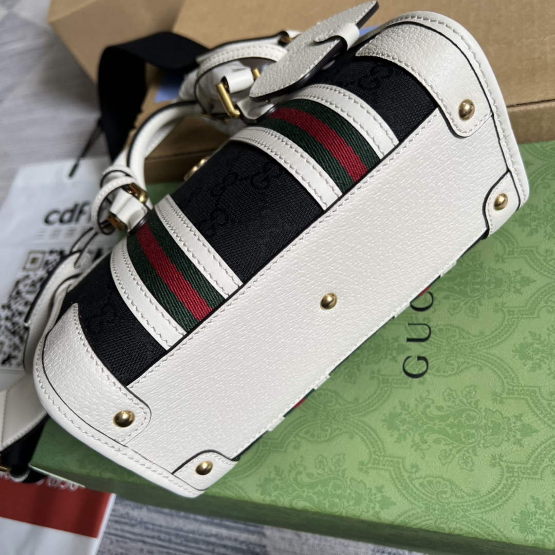 Gucci ‎Mini canvas top handle bag 715771 White leather