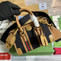 Gucci ‎715771 Mini canvas top handle bag Light brown leather
