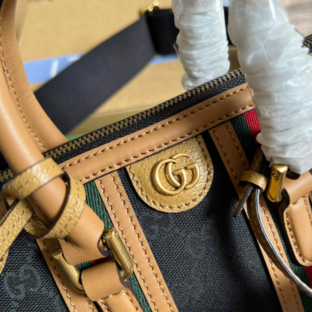 Gucci ‎715771 Mini canvas top handle bag Light brown leather