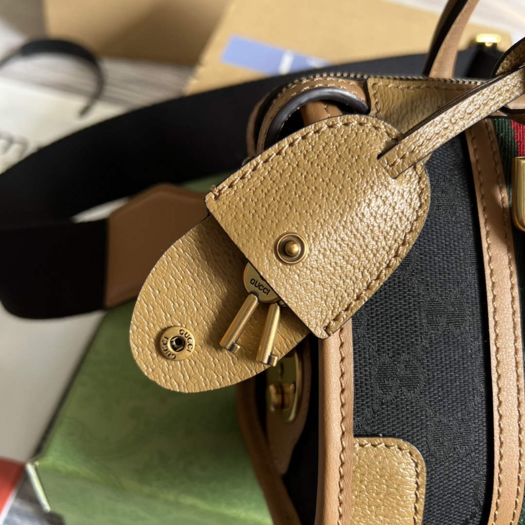 Gucci ‎715771 Mini canvas top handle bag Light brown leather