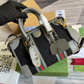 Gucci 715772 Small canvas top handle bag Gray leather