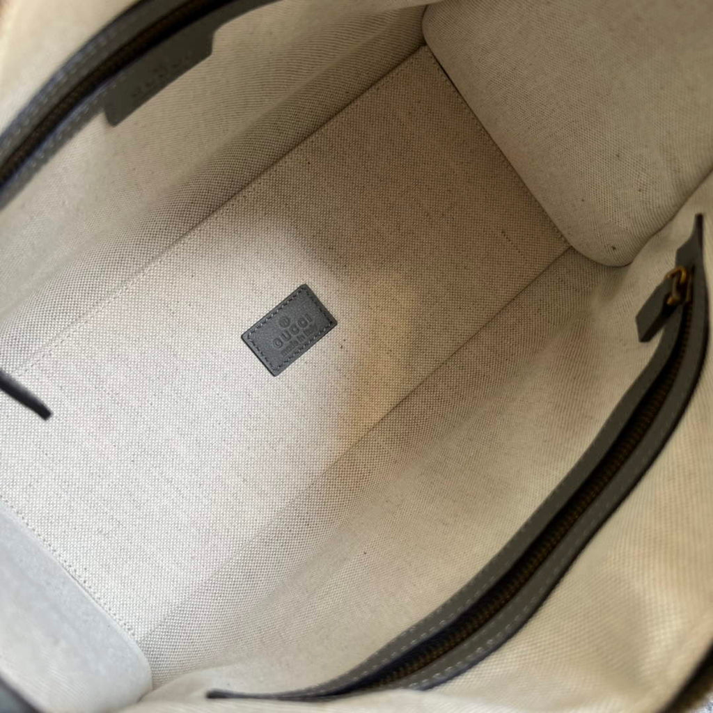 Gucci 715772 Small canvas top handle bag Gray leather