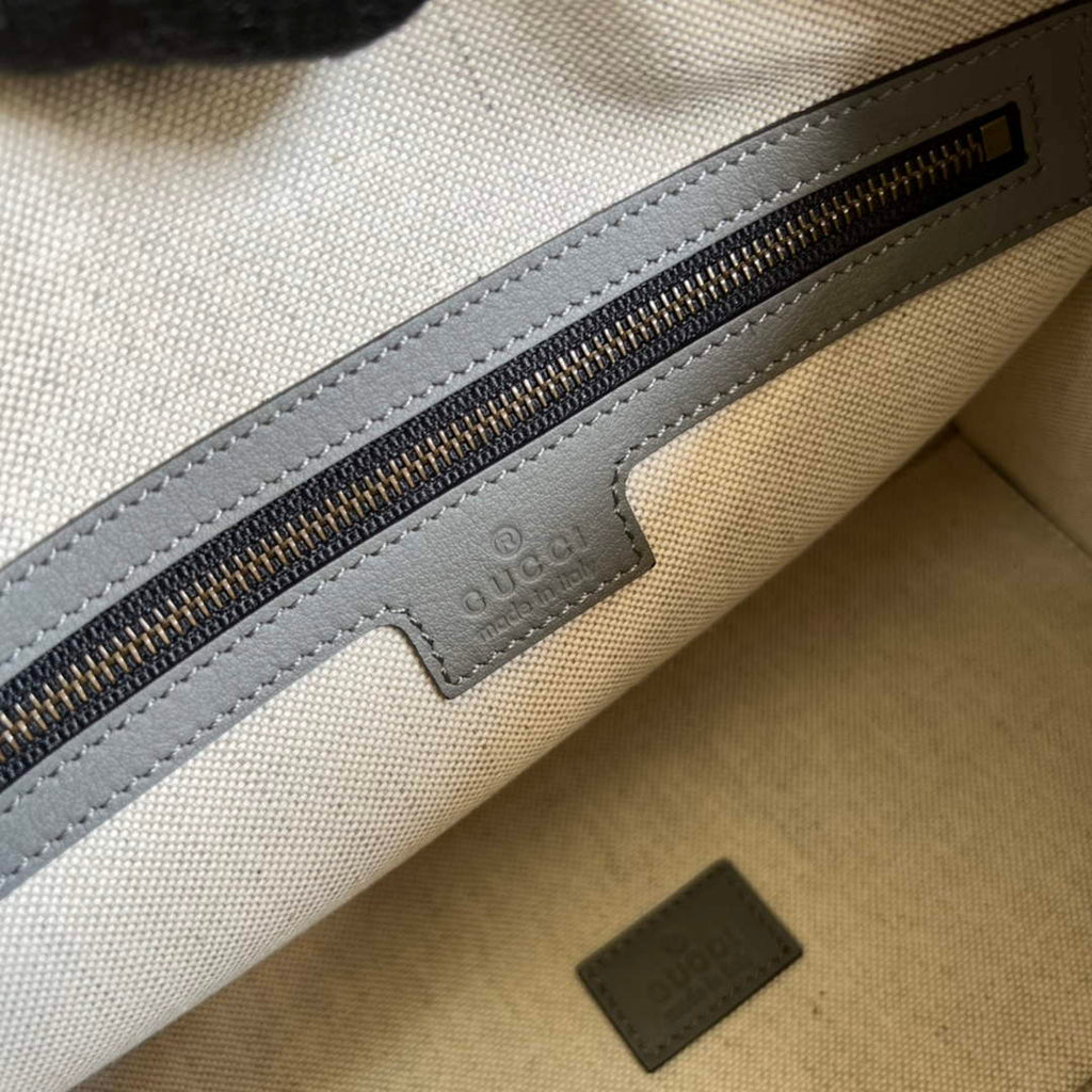 Gucci 715772 Small canvas top handle bag Gray leather