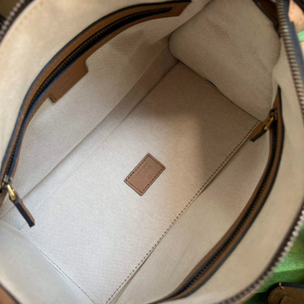 Gucci 715772 Small canvas top handle bag Brown leather