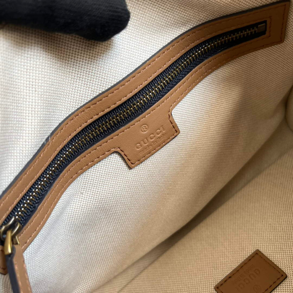 Gucci 715772 Small canvas top handle bag Brown leather