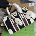 Gucci 715772 Small canvas top handle bag White leather