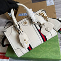 Gucci 715772 Small top handle bag with Double G White leather