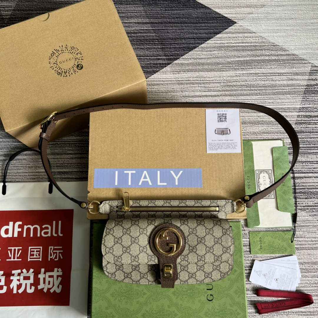 Gucci 718154 Blondie belt bag Beige GG Supreme canvas