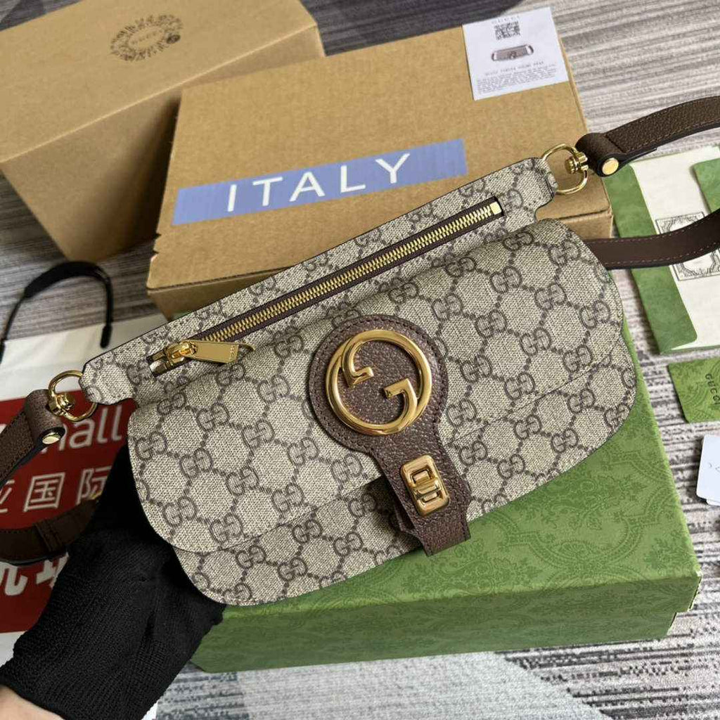 Gucci 718154 Blondie belt bag Beige GG Supreme canvas