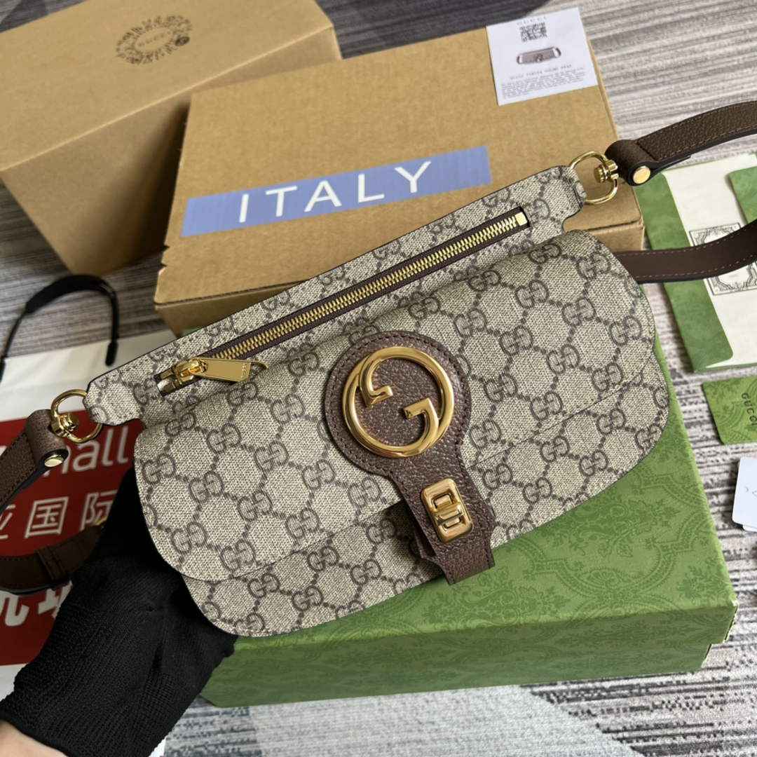 Gucci 718154 Blondie belt bag Beige GG Supreme canvas