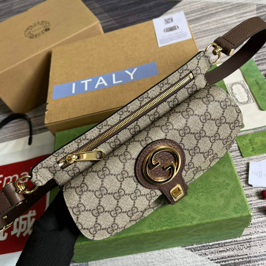 Gucci 718154 Blondie belt bag Beige GG Supreme canvas