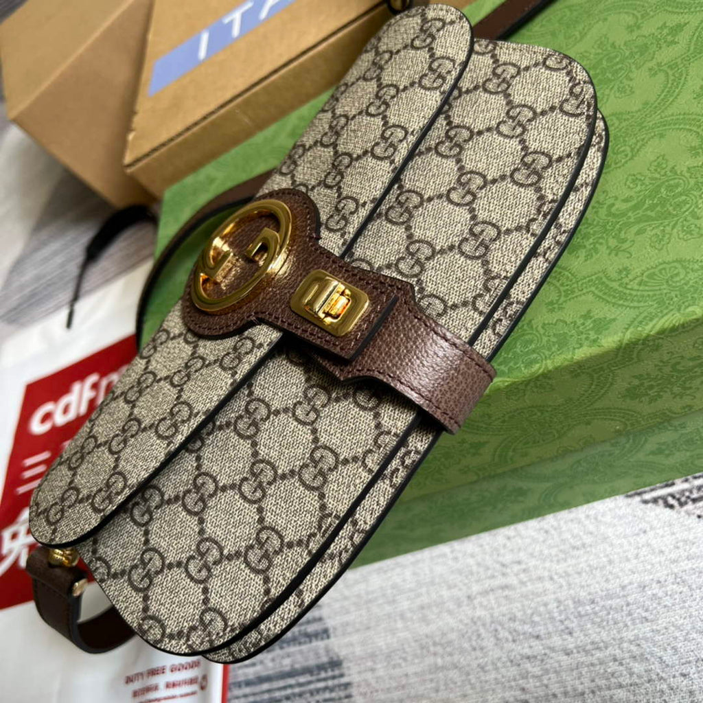 Gucci 718154 Blondie belt bag Beige GG Supreme canvas
