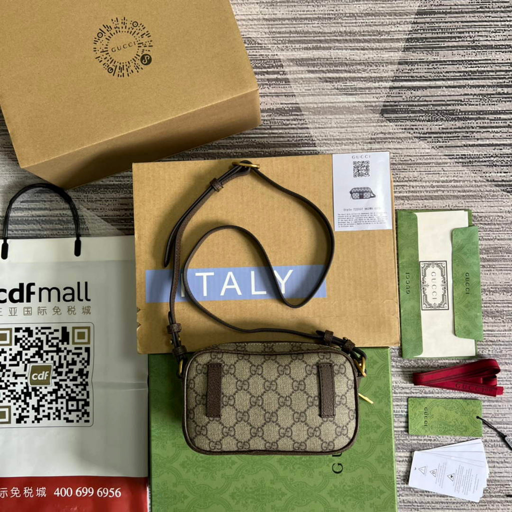 Gucci ‎722557 Ophidia mini bag Brown leather