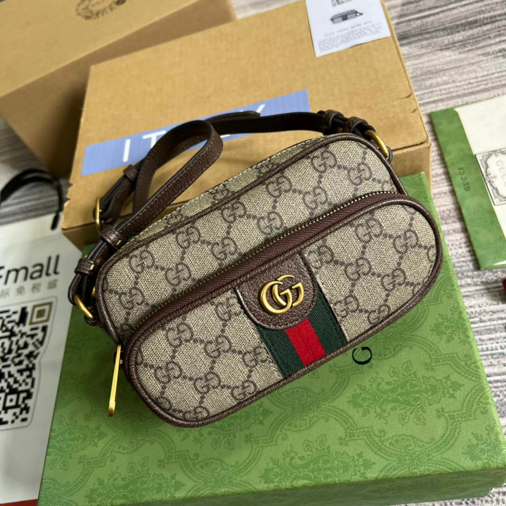 Gucci ‎722557 Ophidia mini bag Brown leather